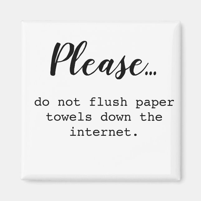 Aimant Ne pas jeter de serviettes en papier sur Internet (Devant)