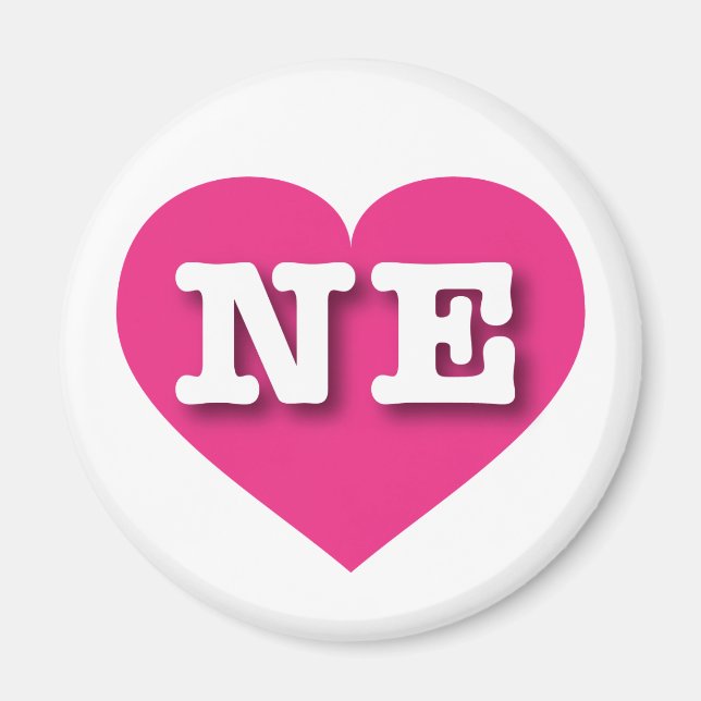 Aimant Nebraska Hot Pink Heart - I love NE (Devant)