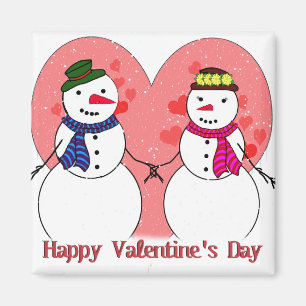 Aimant Neige en amour - Heureuse Sainte-Valentin