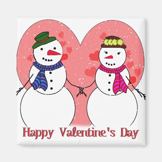 Aimant Neige en amour - Heureuse Sainte-Valentin (Devant)