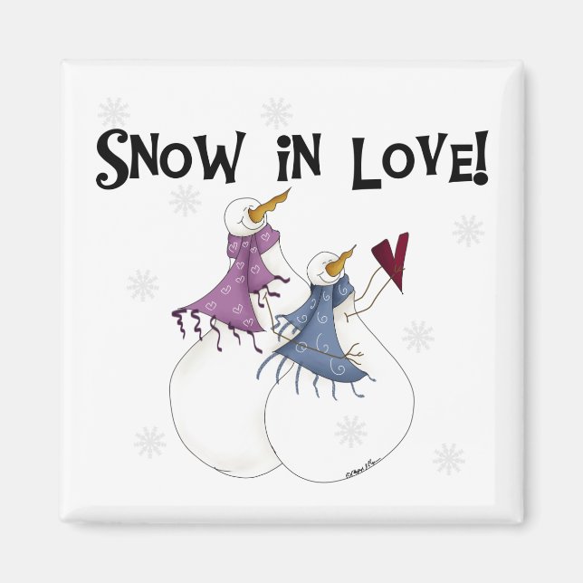 Aimant Neige en amour T-shirts et cadeaux Snowman (Devant)