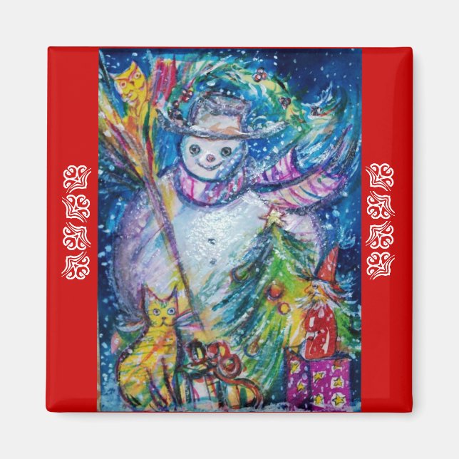 Aimant NEIGE, JOUETS ET ARBRE DE NOËL Bleu rouge (Devant)