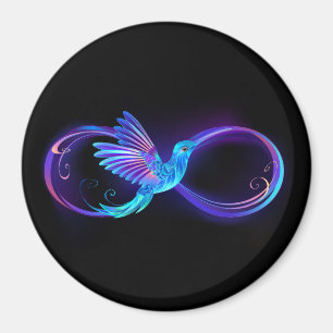 Aimant Neon Infinity Symbol with Glowing Hummingbird