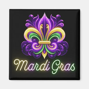 Aimant Neon Mardi Gras Fleur de lis coloré