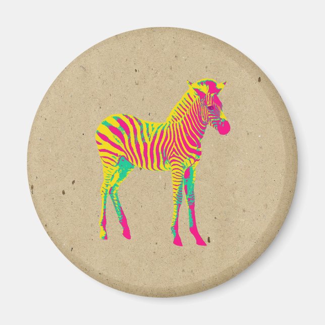 Aimant Neon Zebra Baby Animal Psychedelic mignon Funky (Devant)
