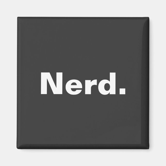 Aimant Nerd un mot blanc texte minimalisme drôle design (Devant)