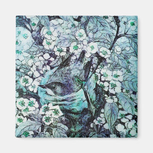 Aimant NEST D'OISEAU, bleu blanc