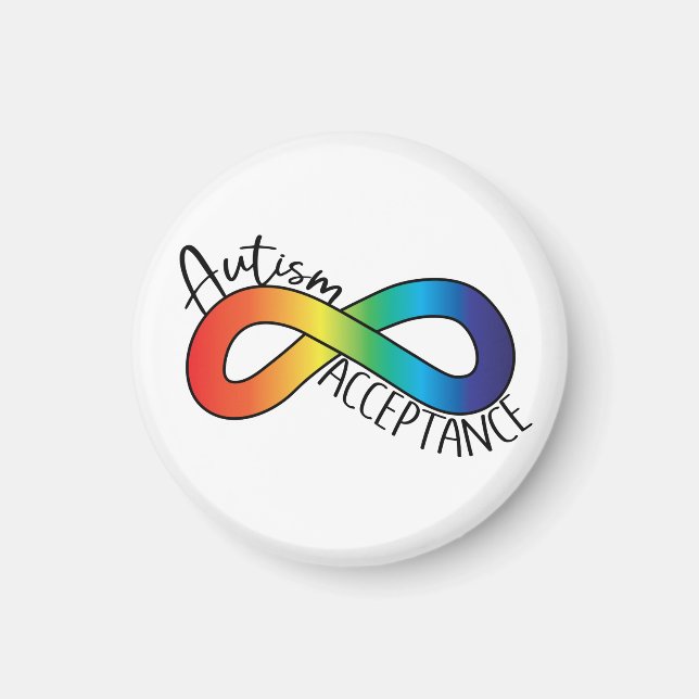 Aimant Neurodiversité Acceptation de l'autisme Arc-en-cie (Devant)