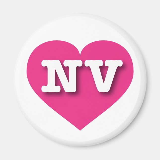 Aimant Nevada Hot Pink Heart - J'aime NV (Devant)