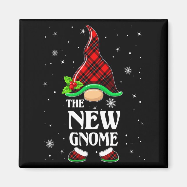 Aimant New Gnome Red Plaid Matching Family Christmas Paja (Devant)