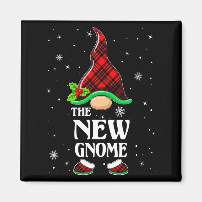 Aimant New Gnome Red Plaid Matching Family Christmas Paja (Devant)