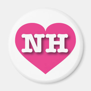 Aimant New Hampshire Hot Pink Heart - J'aime NH
