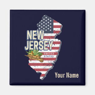Aimant New Jersey United States Retro Map USA Souvenir