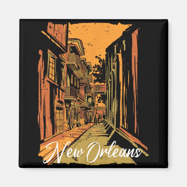 Aimant New Orleans Bourbon Street Souvenir French Quarter (Devant)