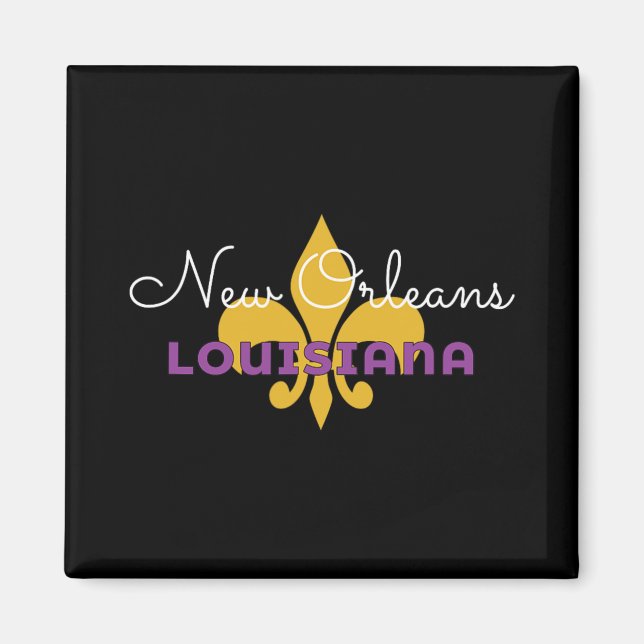 Aimant New Orleans Louisiana Mardi Gras 2025 Fleur De Lis (Devant)