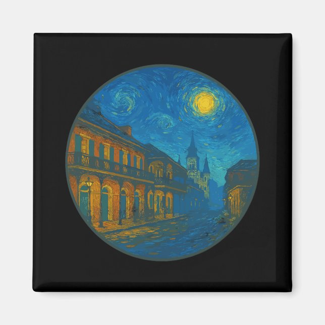 Aimant New Orleans Louisiana - Van Gogh Starry Night Styl (Devant)