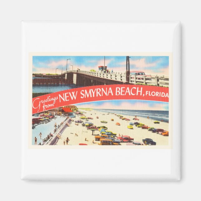 Aimant New Smyrna Beach Floride FL Vieux souvenir de voya (Devant)