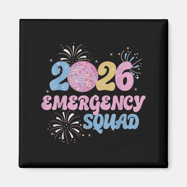 Aimant New Years 2026 Eve Emergency Squad Disco Ball Fire (Devant)