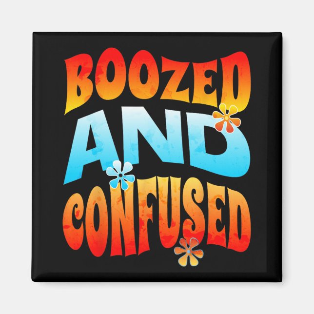 Aimant New Years Eve Boozed And Confused Retro 2025 Adult (Devant)