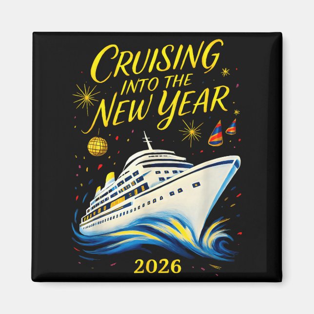 Aimant New Year's Eve Cruise 2026 Cruising Into The New Y (Devant)