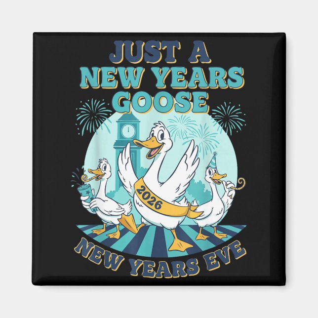 Aimant New Years Goose 2026 Celebration Fun  (Devant)