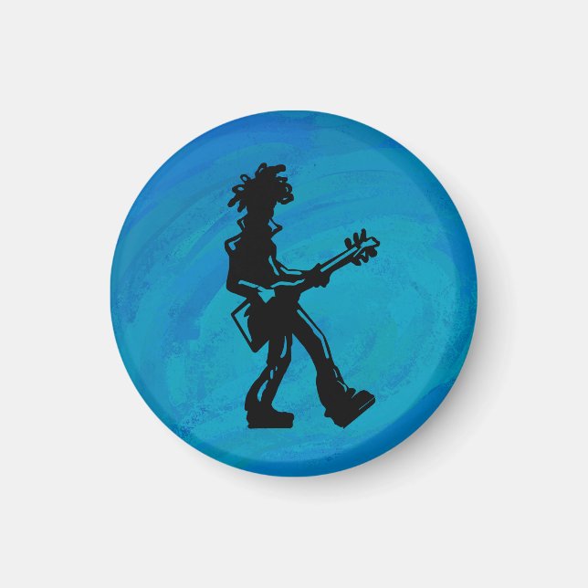 Aimant New York Boogie Nights Guitare Bleu (Devant)