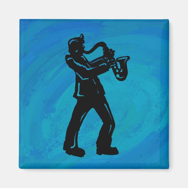Aimant New York Boogie Nuits Saxophone Bleu (Devant)