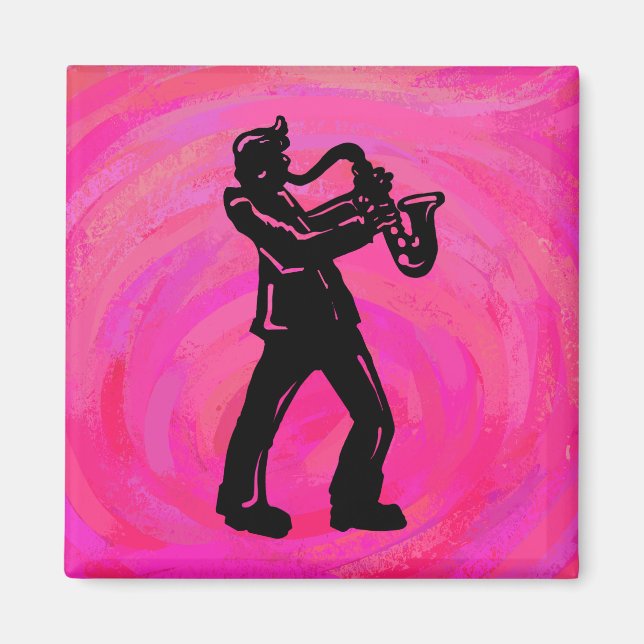 Aimant New York Boogie Nuits Saxophone Hot Pink (Devant)