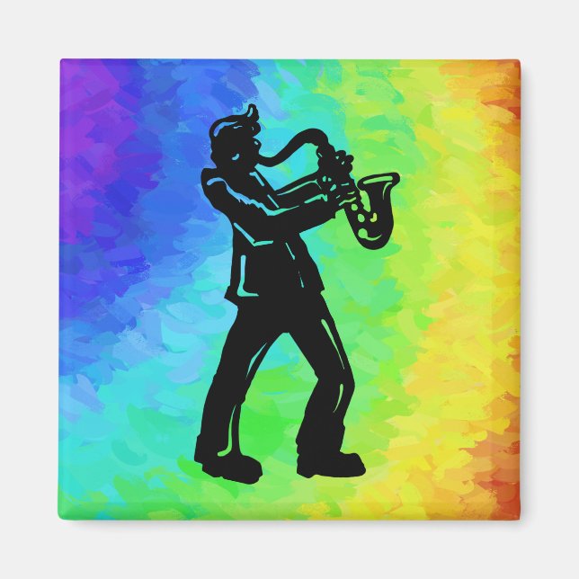 Aimant New York Boogie Nuits Saxophone Rainbow (Devant)