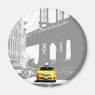 Aimant New York City Brooklyn Bridge Taxi jaune Nyc