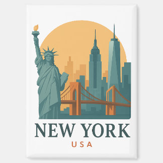 Aimant New York City Minimalist Vintage Travel 