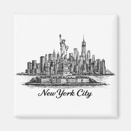 Aimant New York City Skyline Line Art Illustration