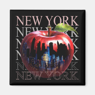 Aimant New York La Grande Pomme Fruit Silhouette Ville