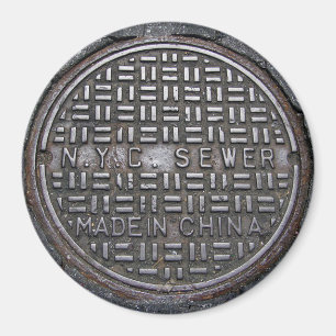 Aimant New York Sewer Cover & Asphalt Pavement Photo