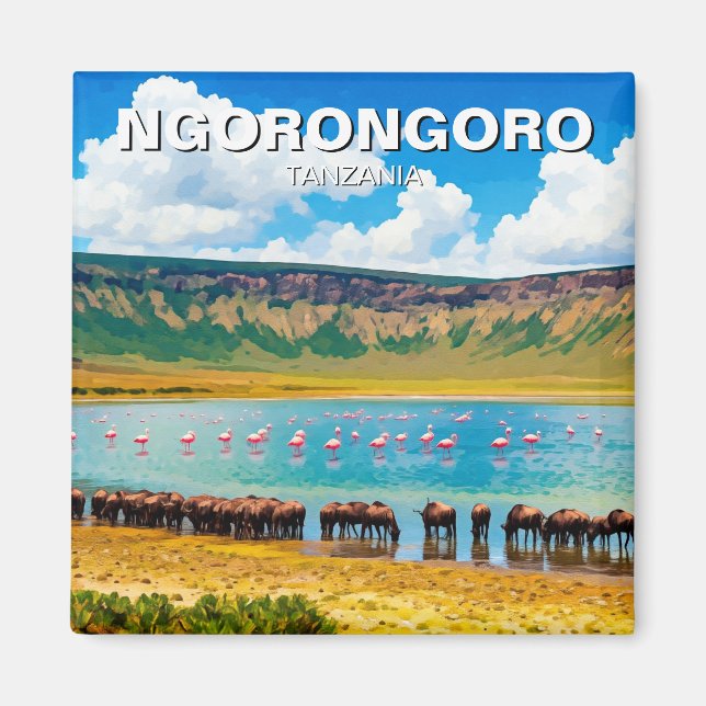 Aimant Ngorongoro Tanzanie Flamant rose sauvage (Devant)
