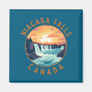 Aimant Niagara Falls Canada Retro Distressed Circle _1 