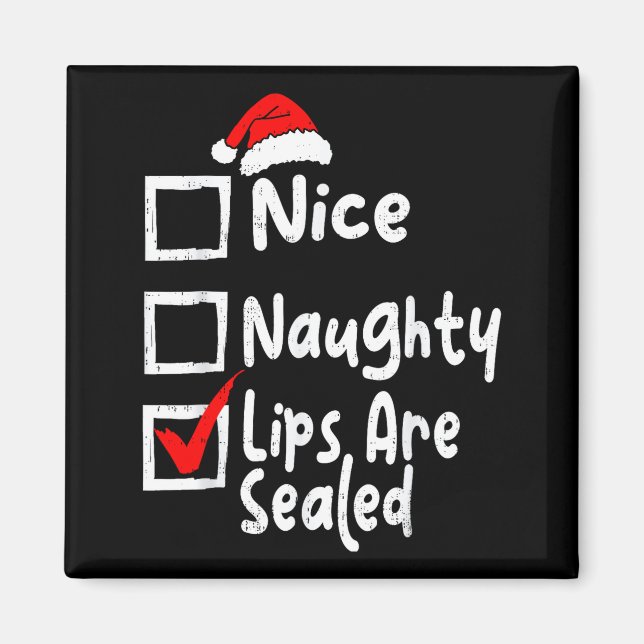 Aimant Nice Naughty Lips Funny Christmas List Family Matc (Devant)