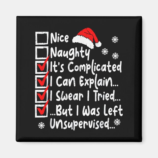 Aimant Nice Naughty Multi Checklist Funny Christmas List  (Devant)