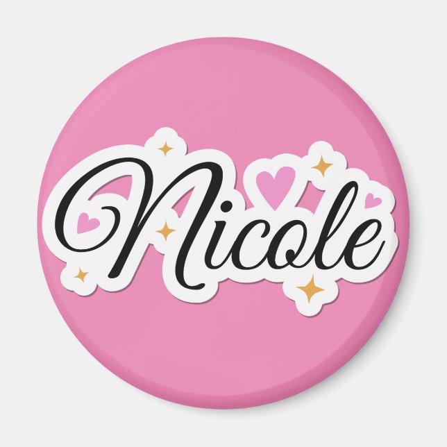 Aimant Nicole nom mignon design (Devant)