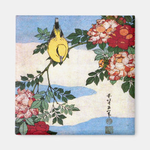 Aimant Nightingale & Rose Hokusai Art japonais