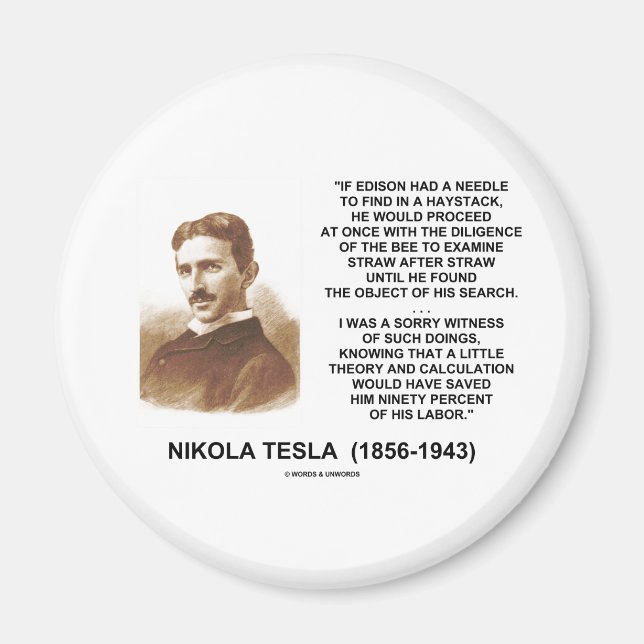 Aimant Nikola Tesla Edison Needle Haystack Theote (Devant)