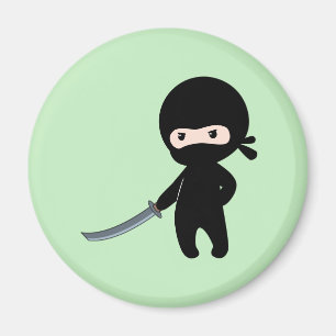 Aimant Ninja minuscule en colère sur vert
