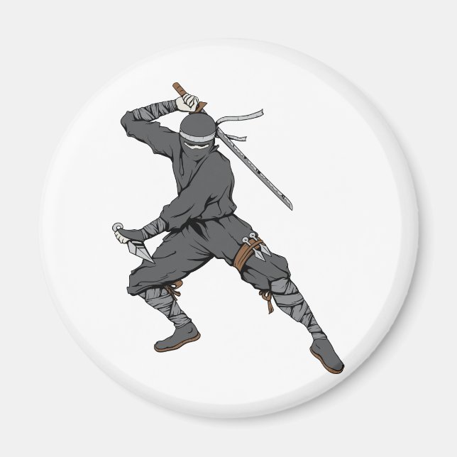 Aimant Ninja ~ Ninjas 2 Arts martiaux Guerrier Imaginaire (Devant)