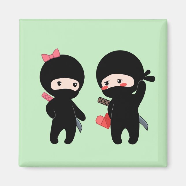 Aimant Ninja Pair, un garçon et une fille (Devant)