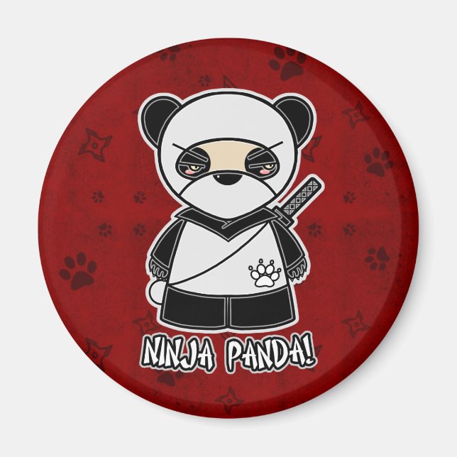 Aimant Ninja Panda ! En rouge (Devant)