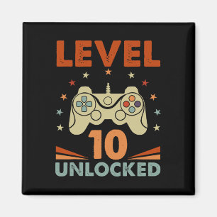Aimant Niveau 10 Jeu vidéo déverrouillé 10e anniversaire 
