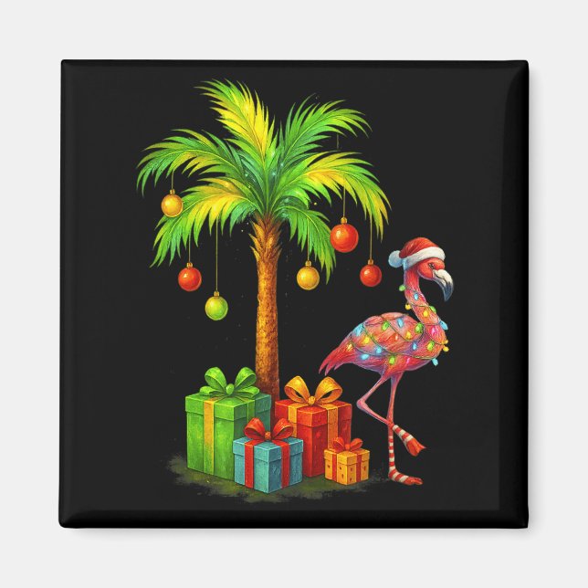 Aimant Nk Flamingo Christmas Palm Tree Trocal Xmas  (Devant)