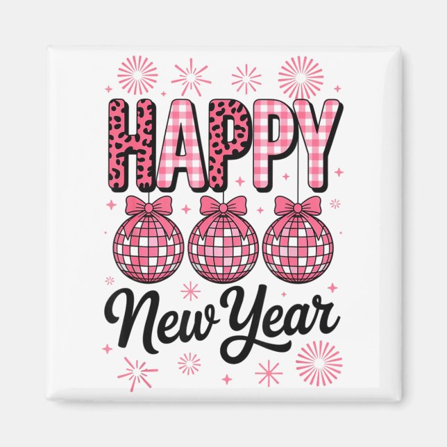 Aimant Nk Happy New Year Disco Ball Leopard For Women Gir (Devant)