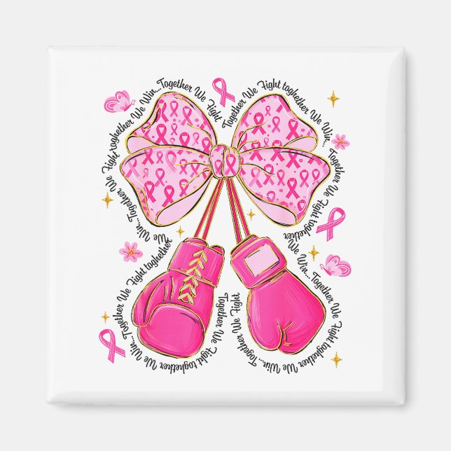 Aimant Nk Ribbon Bow Boxing Gloves Breast Cancer Awarenes (Devant)
