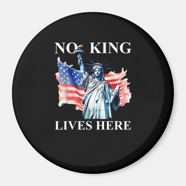 Aimant No King Lives in America Freedom Flag Patriotic (Devant)